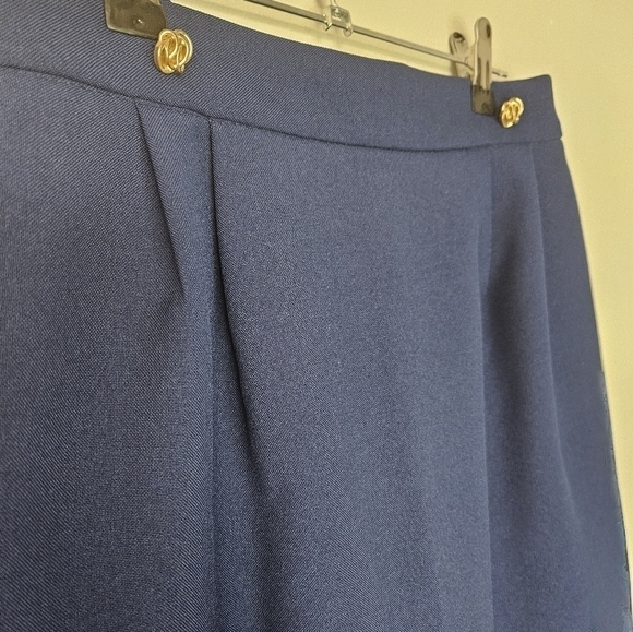 Midi skirt vintage blue with gold buttons by Mr. K - Picture 2 of 7